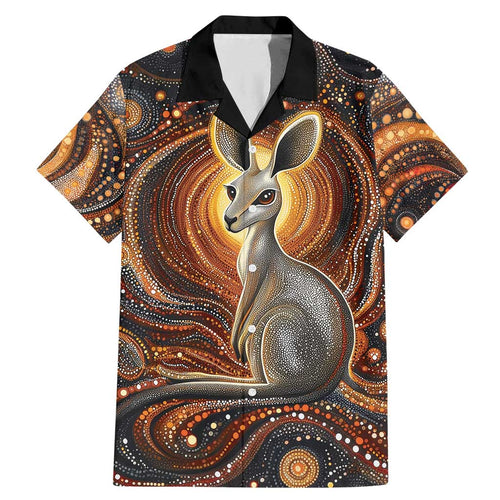Australian Aboriginal Art Kangaroo Family Matching Mermaid Dress and Hawaiian Shirt Warm Earth Tones Aboriginal Dot Painting