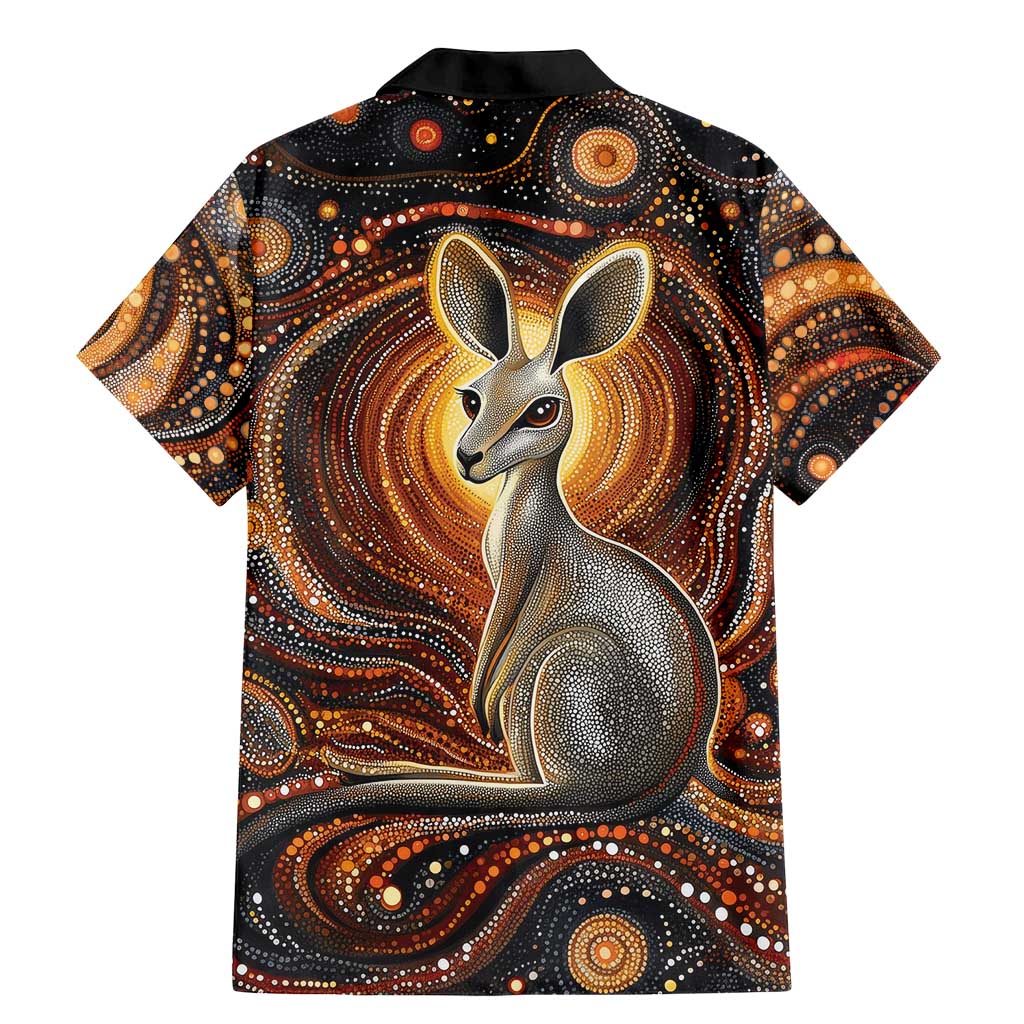 Australian Aboriginal Art Kangaroo Family Matching Mermaid Dress and Hawaiian Shirt Warm Earth Tones Aboriginal Dot Painting