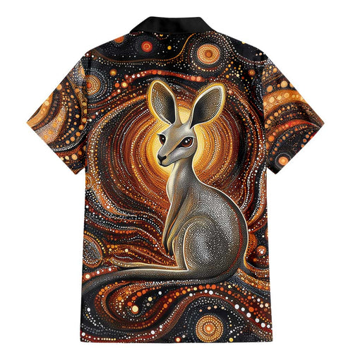 Australian Aboriginal Art Kangaroo Family Matching Mermaid Dress and Hawaiian Shirt Warm Earth Tones Aboriginal Dot Painting
