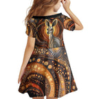 Australian Aboriginal Art Kangaroo Family Matching Summer Maxi Dress and Hawaiian Shirt Warm Earth Tones Aboriginal Dot Painting