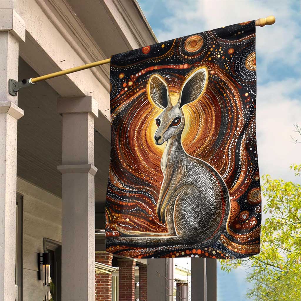 Australian Aboriginal Art Kangaroo Garden Flag Warm Earth Tones Aboriginal Dot Painting