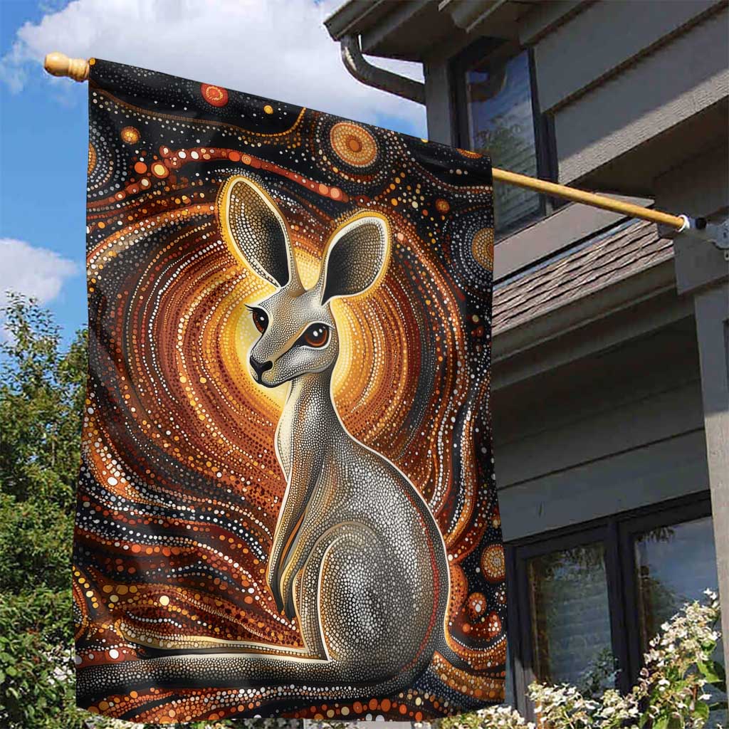 Australian Aboriginal Art Kangaroo Garden Flag Warm Earth Tones Aboriginal Dot Painting