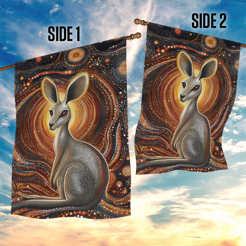 Australian Aboriginal Art Kangaroo Garden Flag Warm Earth Tones Aboriginal Dot Painting
