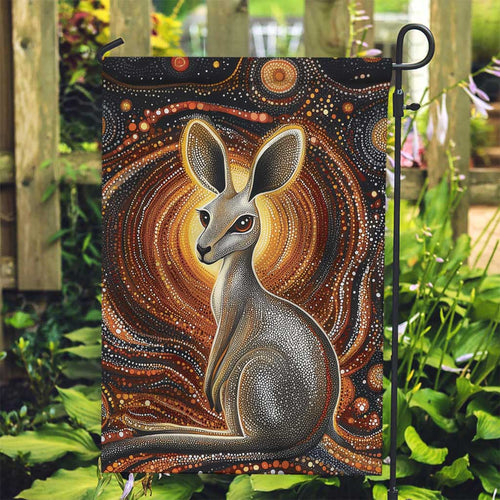 Australian Aboriginal Art Kangaroo Garden Flag Warm Earth Tones Aboriginal Dot Painting
