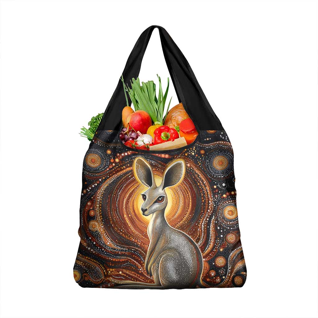 Australian Aboriginal Art Kangaroo Grocery Bag Warm Earth Tones Aboriginal Dot Painting