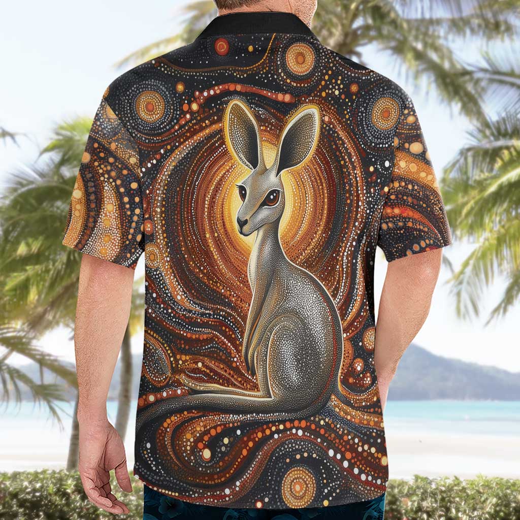 Australian Aboriginal Art Kangaroo Hawaiian Shirt Warm Earth Tones Aboriginal Dot Painting