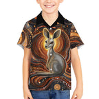 Australian Aboriginal Art Kangaroo Hawaiian Shirt Warm Earth Tones Aboriginal Dot Painting