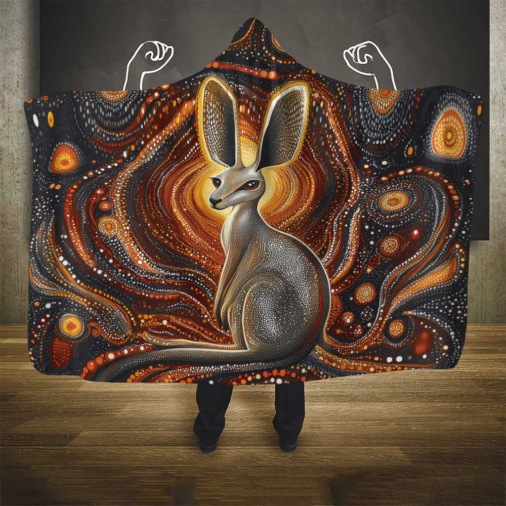 Australian Aboriginal Art Kangaroo Hooded Blanket Warm Earth Tones Aboriginal Dot Painting