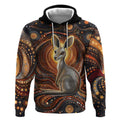 Australian Aboriginal Art Kangaroo Hoodie Warm Earth Tones Aboriginal Dot Painting