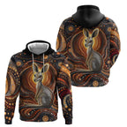 Australian Aboriginal Art Kangaroo Hoodie Warm Earth Tones Aboriginal Dot Painting