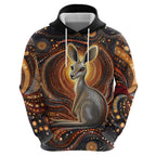 Australian Aboriginal Art Kangaroo Hoodie Warm Earth Tones Aboriginal Dot Painting