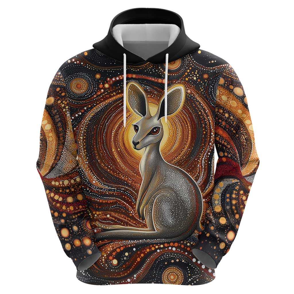 Australian Aboriginal Art Kangaroo Hoodie Warm Earth Tones Aboriginal Dot Painting