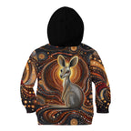 Australian Aboriginal Art Kangaroo Kid Hoodie Warm Earth Tones Aboriginal Dot Painting