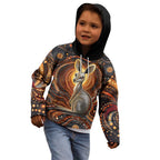 Australian Aboriginal Art Kangaroo Kid Hoodie Warm Earth Tones Aboriginal Dot Painting