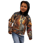 Australian Aboriginal Art Kangaroo Kid Hoodie Warm Earth Tones Aboriginal Dot Painting