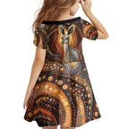 Australian Aboriginal Art Kangaroo Kid Short Sleeve Dress Warm Earth Tones Aboriginal Dot Painting