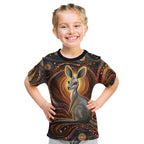 Australian Aboriginal Art Kangaroo Kid T Shirt Warm Earth Tones Aboriginal Dot Painting