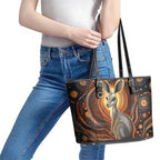 Australian Aboriginal Art Kangaroo Leather Tote Bag Warm Earth Tones Aboriginal Dot Painting
