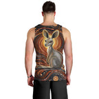 Australian Aboriginal Art Kangaroo Men Tank Top Warm Earth Tones Aboriginal Dot Painting
