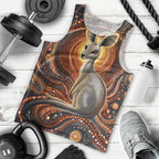 Australian Aboriginal Art Kangaroo Men Tank Top Warm Earth Tones Aboriginal Dot Painting