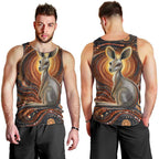Australian Aboriginal Art Kangaroo Men Tank Top Warm Earth Tones Aboriginal Dot Painting