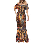 Australian Aboriginal Art Kangaroo Mermaid Dress Warm Earth Tones Aboriginal Dot Painting