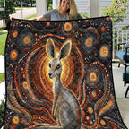 Australian Aboriginal Art Kangaroo Quilt Warm Earth Tones Aboriginal Dot Painting