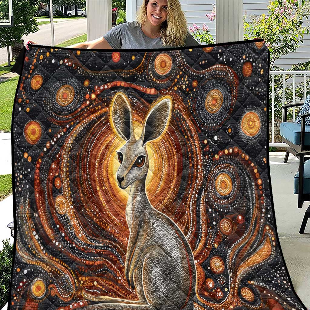 Australian Aboriginal Art Kangaroo Quilt Warm Earth Tones Aboriginal Dot Painting