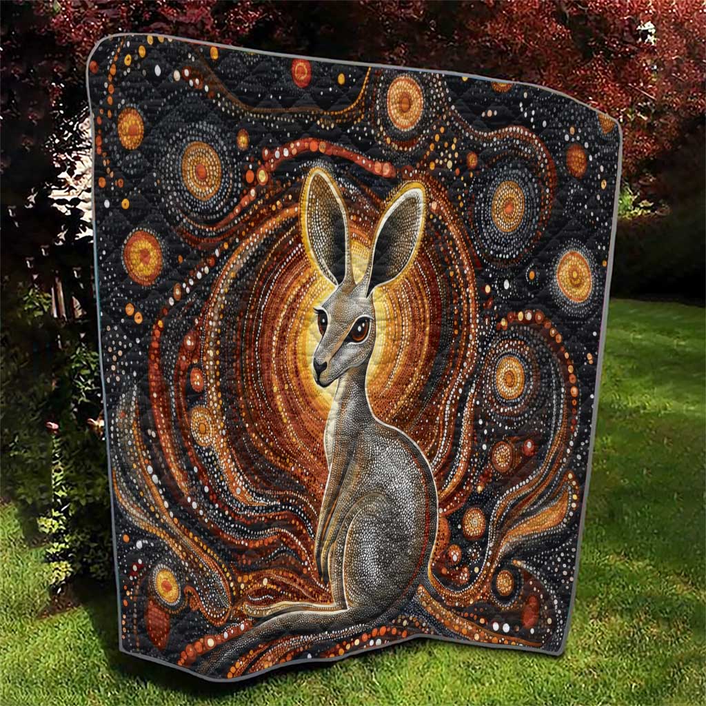 Australian Aboriginal Art Kangaroo Quilt Warm Earth Tones Aboriginal Dot Painting