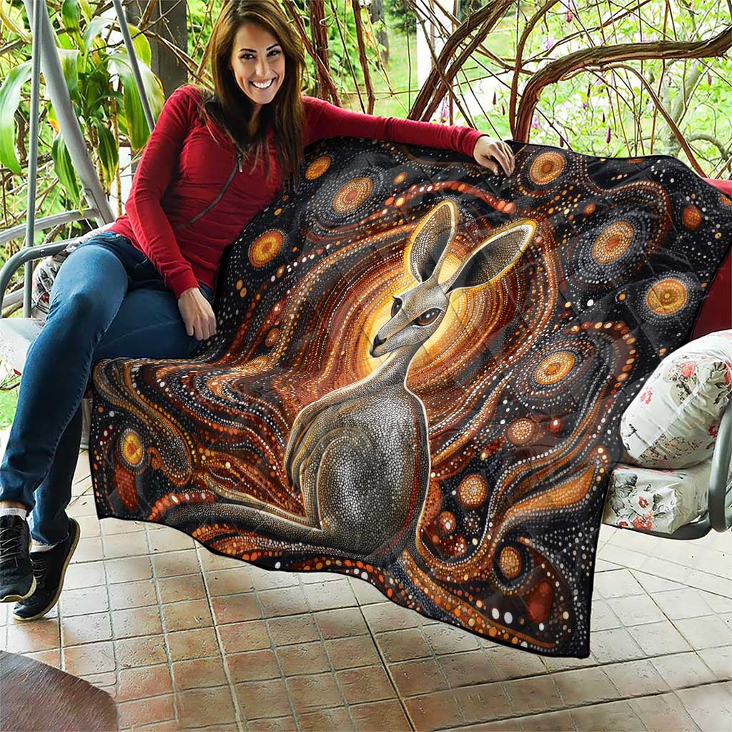 Australian Aboriginal Art Kangaroo Quilt Warm Earth Tones Aboriginal Dot Painting