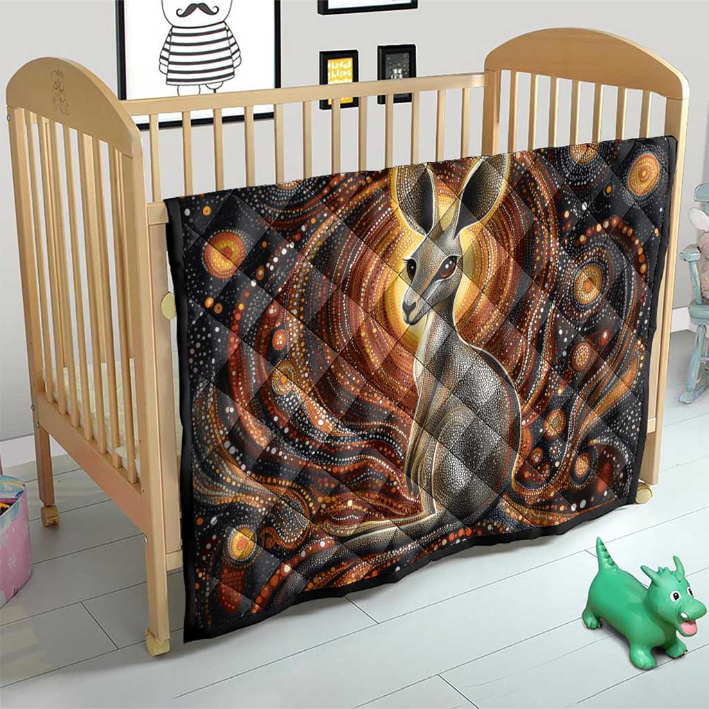 Australian Aboriginal Art Kangaroo Quilt Warm Earth Tones Aboriginal Dot Painting