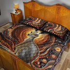 Australian Aboriginal Art Kangaroo Quilt Bed Set Warm Earth Tones Aboriginal Dot Painting