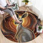 Australian Aboriginal Art Kangaroo Round Carpet Warm Earth Tones Aboriginal Dot Painting