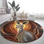 Australian Aboriginal Art Kangaroo Round Carpet Warm Earth Tones Aboriginal Dot Painting