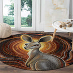 Australian Aboriginal Art Kangaroo Round Carpet Warm Earth Tones Aboriginal Dot Painting