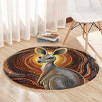 Australian Aboriginal Art Kangaroo Round Carpet Warm Earth Tones Aboriginal Dot Painting