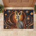 Australian Aboriginal Art Kangaroo Rubber Doormat Warm Earth Tones Aboriginal Dot Painting