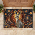 Australian Aboriginal Art Kangaroo Rubber Doormat Warm Earth Tones Aboriginal Dot Painting