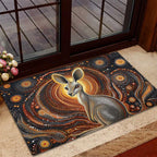Australian Aboriginal Art Kangaroo Rubber Doormat Warm Earth Tones Aboriginal Dot Painting