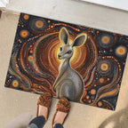 Australian Aboriginal Art Kangaroo Rubber Doormat Warm Earth Tones Aboriginal Dot Painting
