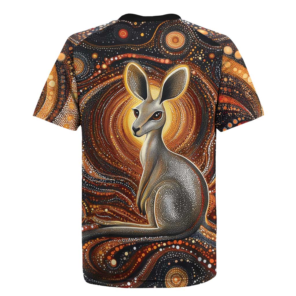 Australian Aboriginal Art Kangaroo Rugby Jersey Warm Earth Tones Aboriginal Dot Painting