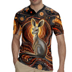 Australian Aboriginal Art Kangaroo Rugby Jersey Warm Earth Tones Aboriginal Dot Painting