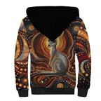 Australian Aboriginal Art Kangaroo Sherpa Hoodie Warm Earth Tones Aboriginal Dot Painting