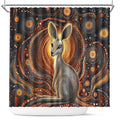 Australian Aboriginal Art Kangaroo Shower Curtain Warm Earth Tones Aboriginal Dot Painting