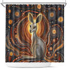 Australian Aboriginal Art Kangaroo Shower Curtain Warm Earth Tones Aboriginal Dot Painting