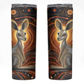Australian Aboriginal Art Kangaroo Skinny Tumbler Warm Earth Tones Aboriginal Dot Painting