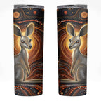 Australian Aboriginal Art Kangaroo Skinny Tumbler Warm Earth Tones Aboriginal Dot Painting