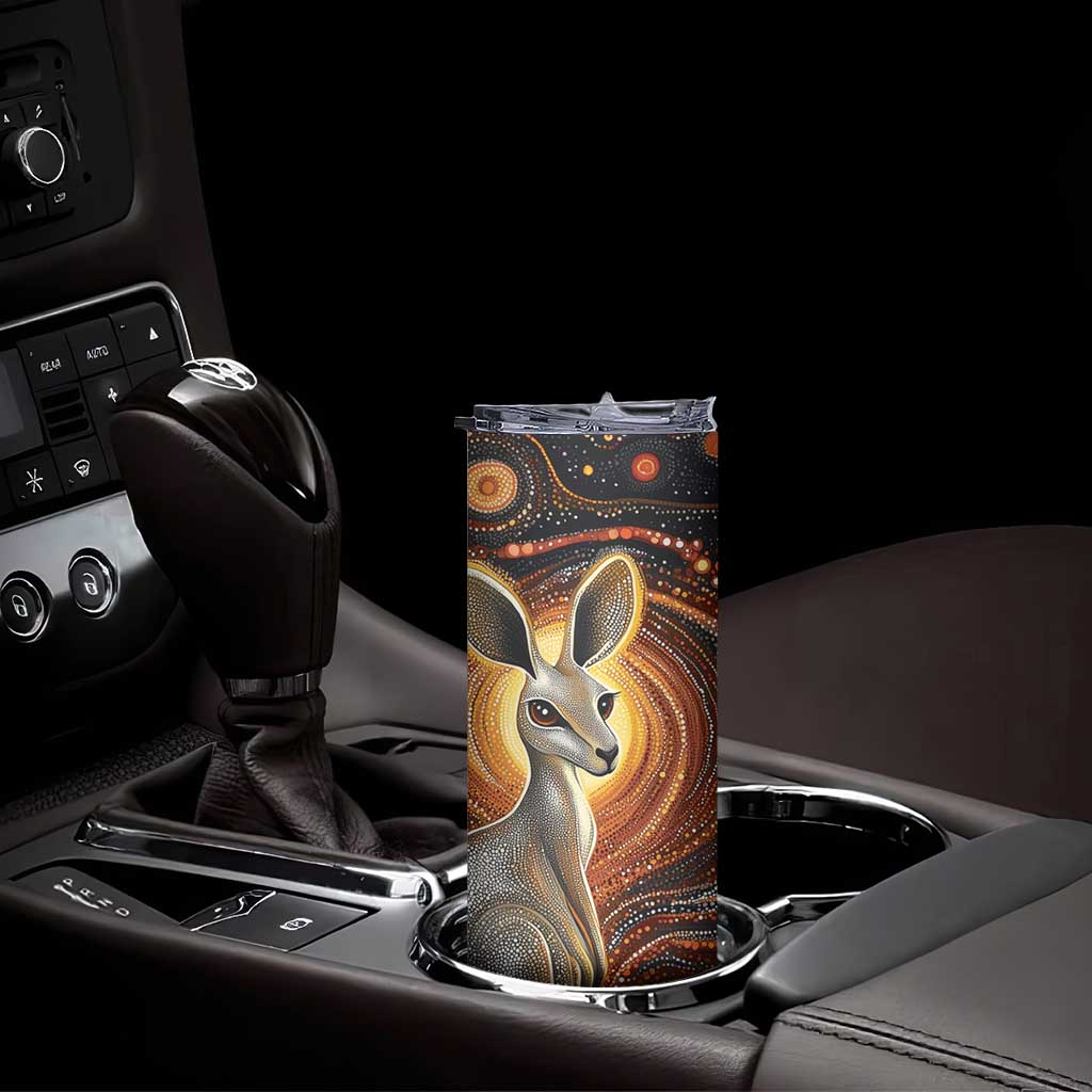 Australian Aboriginal Art Kangaroo Skinny Tumbler Warm Earth Tones Aboriginal Dot Painting