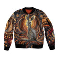 Australian Aboriginal Art Kangaroo Sleeve Zip Bomber Jacket Warm Earth Tones Aboriginal Dot Painting
