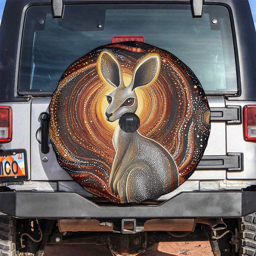 Australian Aboriginal Art Kangaroo Spare Tire Cover Warm Earth Tones Aboriginal Dot Painting